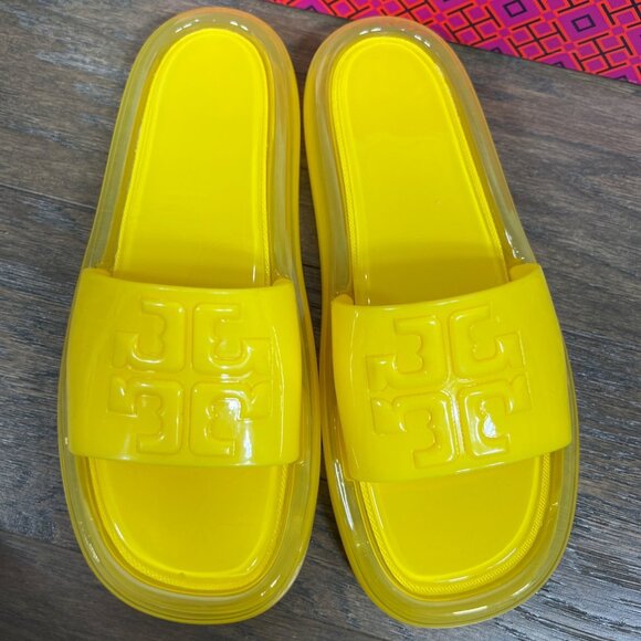 TORY BURCH Bubble Jelly Slides in Citrus Yellow Sz 9 NIB - Picture 2 of 5